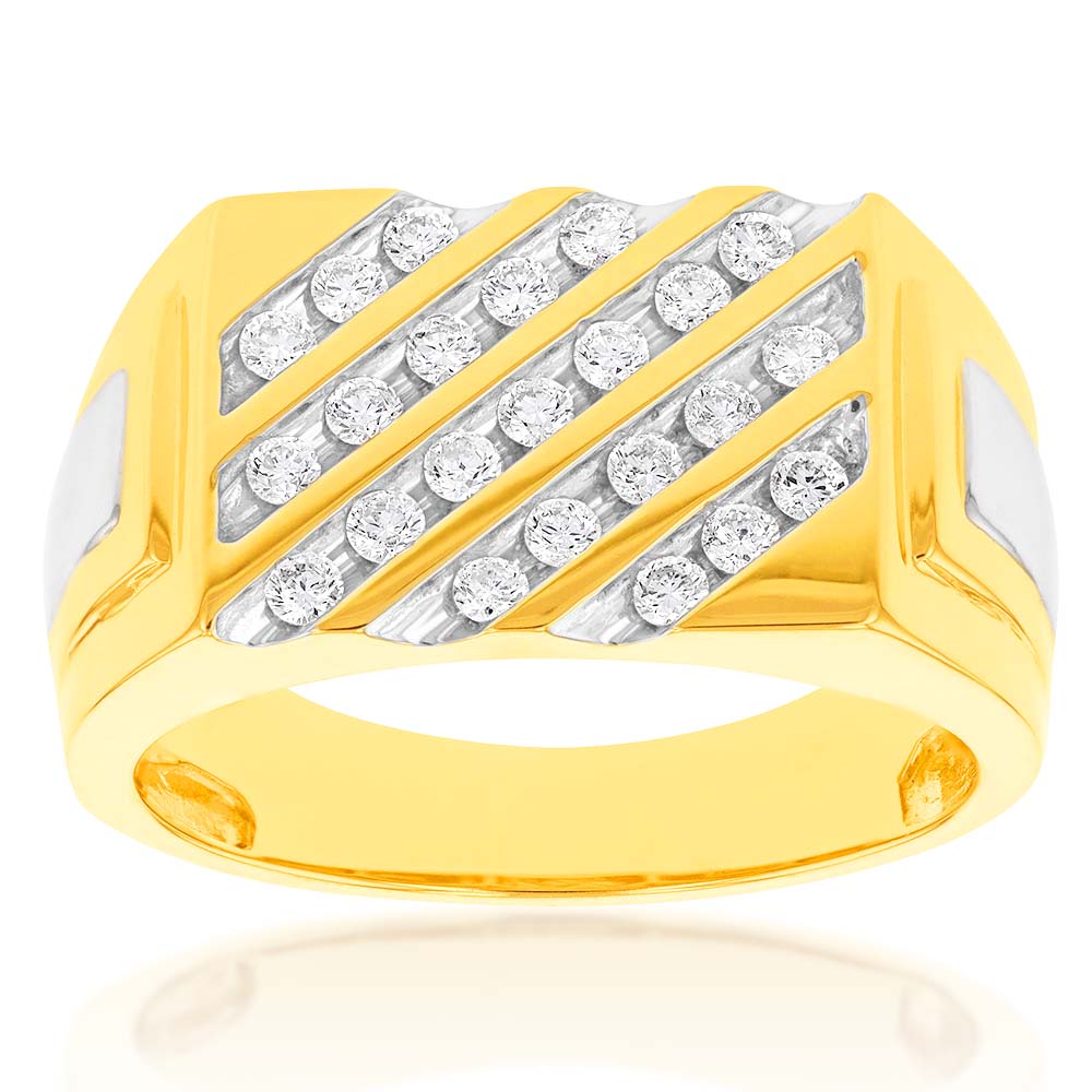 Luminesce Lab Grown 1/2 Carat Diamond Gents Ring in 9ct Yellow Gold