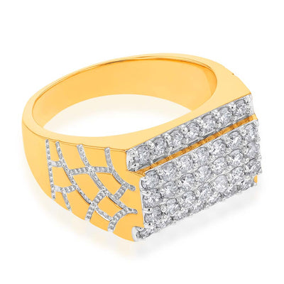 Luminesce Lab Grown 1.50 Carat Diamond Gents Ring in 9ct Yellow Gold