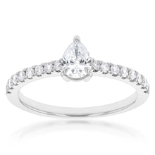 Load image into Gallery viewer, Luminesce Lab Grown Pear Diamond Engagement Ring with 16 Side Diamonds in 18ct WG