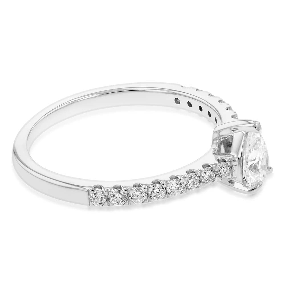Luminesce Lab Grown Pear Diamond Engagement Ring with 16 Side Diamonds in 18ct WG