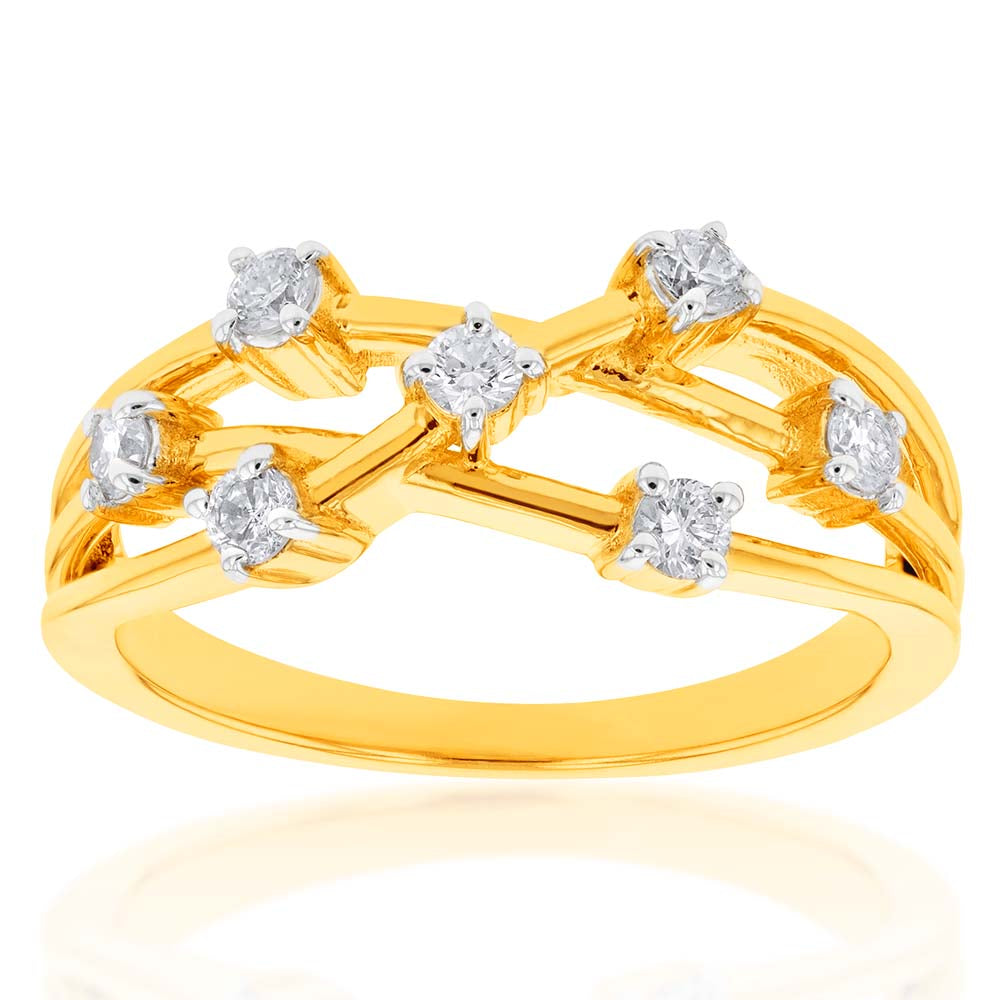 Luminesce Lab Grown Diamond 1/4 Carat Scatter Ring in 9ct Yellow Gold