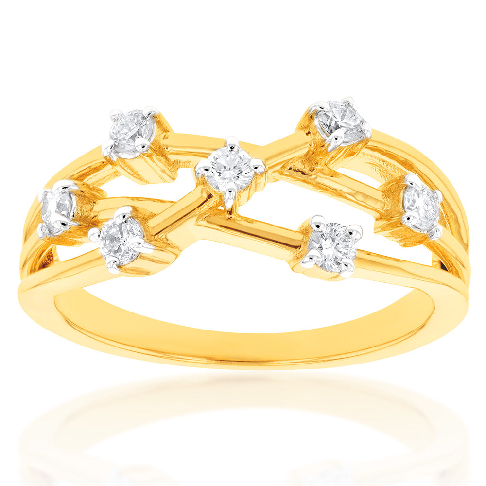 Luminesce Lab Grown Diamond 1/4 Carat Scatter Ring in 9ct Yellow Gold