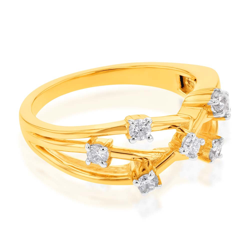 Luminesce Lab Grown Diamond 1/4 Carat Scatter Ring in 9ct Yellow Gold