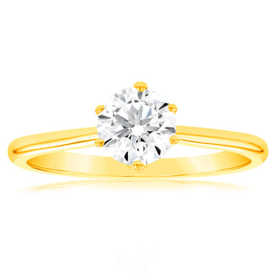 Luminesce Lab Grown 1 Carat Solitaire Ring in 14ct Yellow Gold