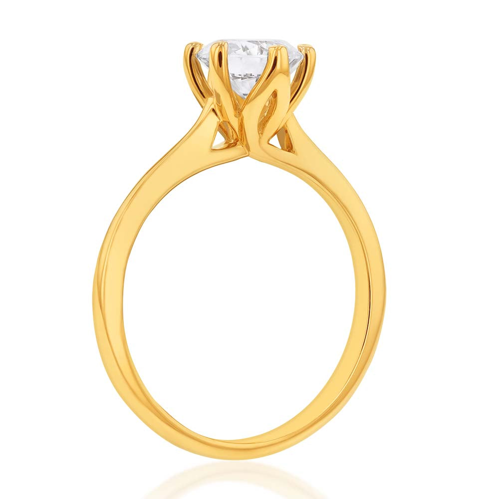 Luminesce Lab Grown 1 Carat Solitaire Engagement Ring in 14ct Yellow Gold
