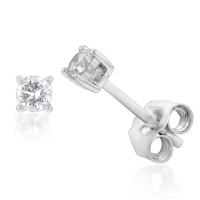 Luminesce Lab Grown 9ct White Gold Diamond Solitiaire Classic 1/5 Carat Stud Earring