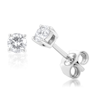 Luminesce Lab Grown 9ct White Gold Diamond Solitiaire Classic 1/3 Carat Stud Earrings