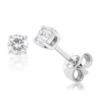 Luminesce Lab Grown 9ct White Gold Diamond Solitiaire Classic 1/3 Carat Stud Earrings
