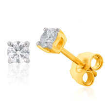 Load image into Gallery viewer, Luminesce Lab Grown Diamond Solitiaire Classic 1/3 Carat Stud Earring in 9ct YGold