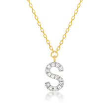 Load image into Gallery viewer, Luminesce Lab Diamond S Initial Pendant in 9ct Yellow Gold on Adjustable 45cm Chain