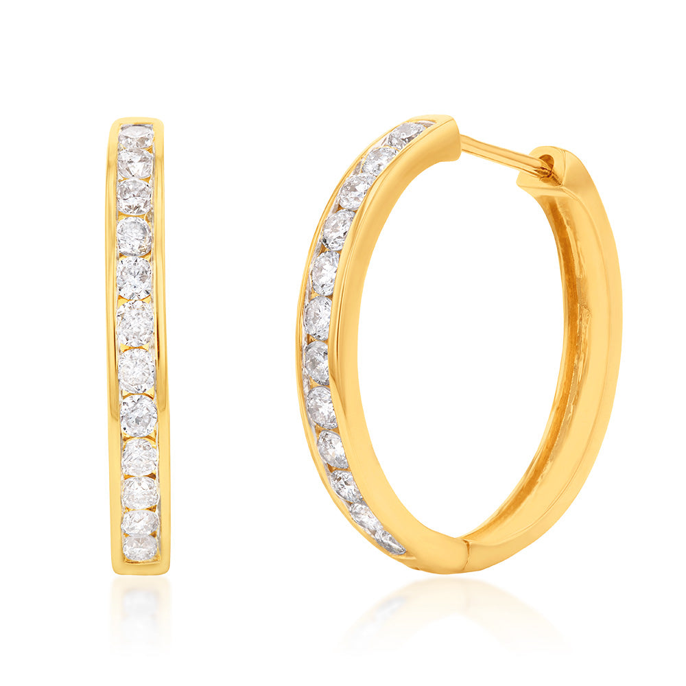 Luminesce Lab Grown 1 Carat Diamond Hoop Earring in 9ct Yellow Gold