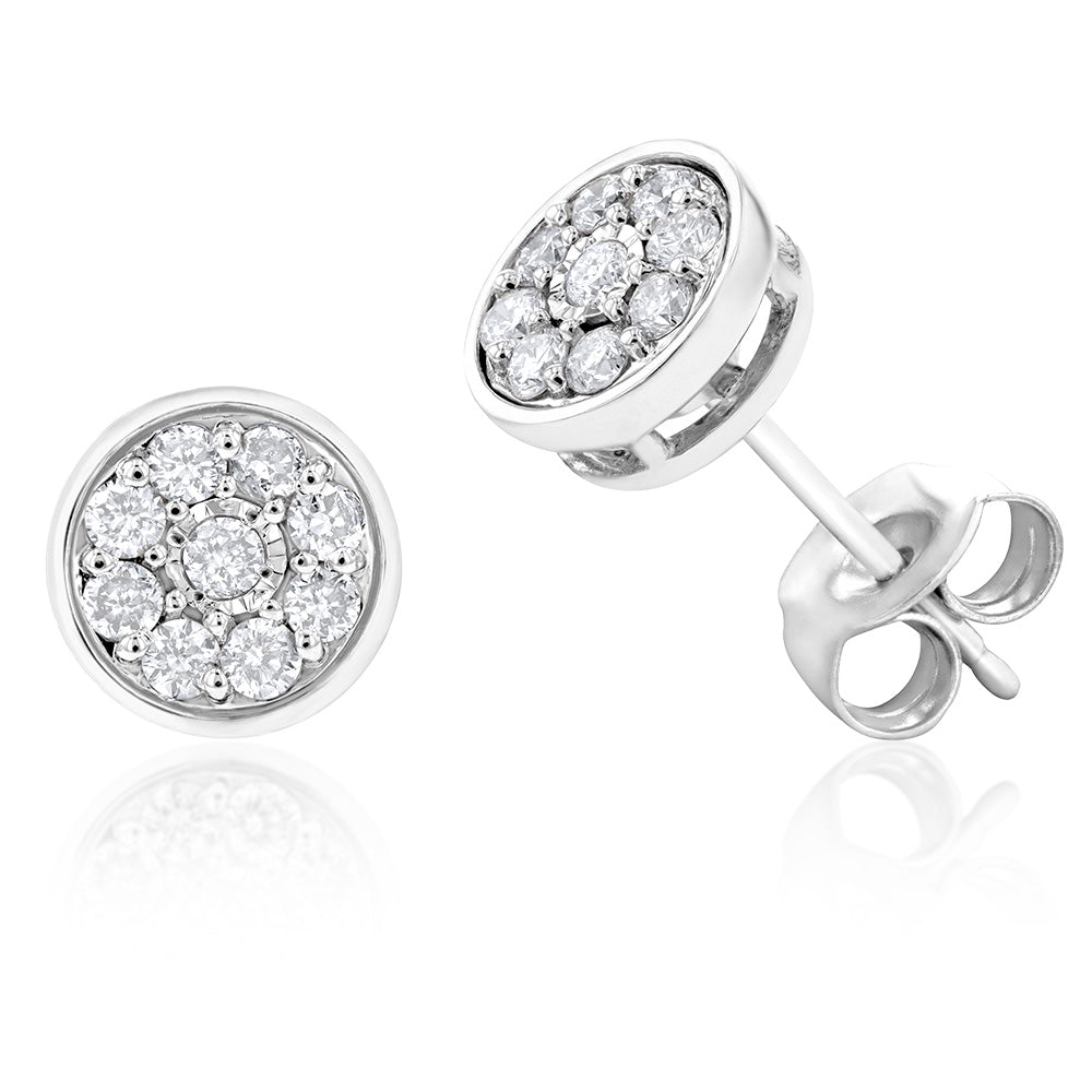 Luminesce Lab Grown 1/3 Carat Diamond Cluster Silver Studs