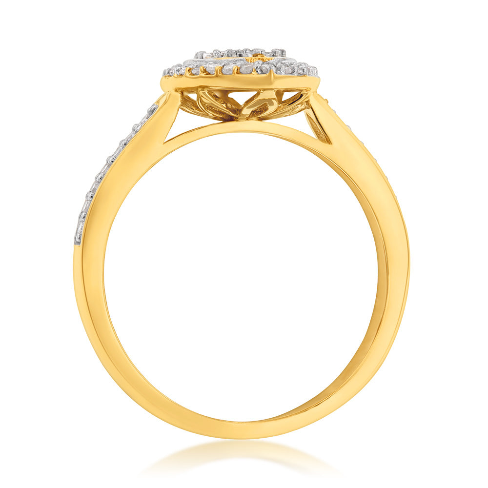 Luminesce Lab Grown Diamond 1/5 Carat Pear Dress Ring in 9ct Yellow Gold
