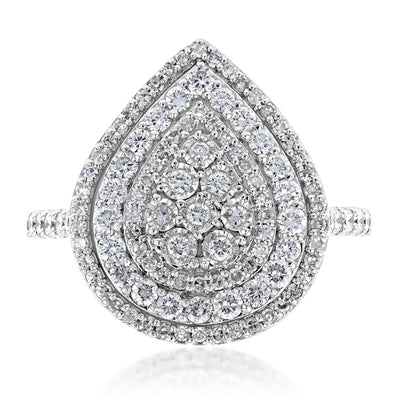 Luminesce Lab Grown Diamond 1 Carat Pear Cluster Ring in Silver