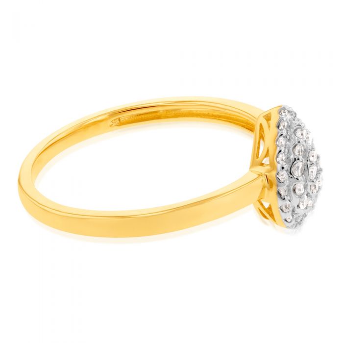 Luminesce Laboratory Grown Pear 1/6 Carat Diamond Ring in 9ct Yellow Gold