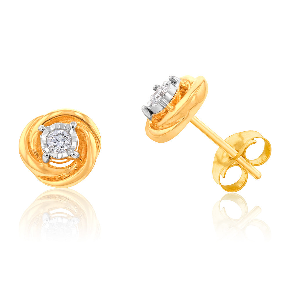 Luminesce Lab Grown Diamond Stud Earrings in 9ct Yellow Gold