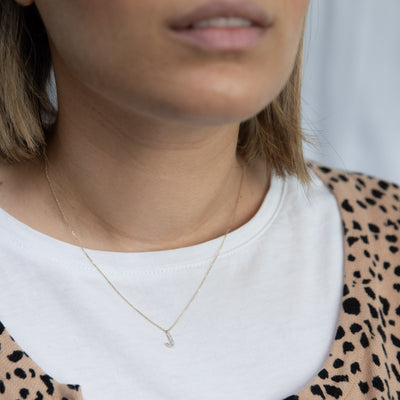 Luminesce Lab Diamond J Initial Pendant in 9ct Yellow Gold on Adjustable 45cm Chain