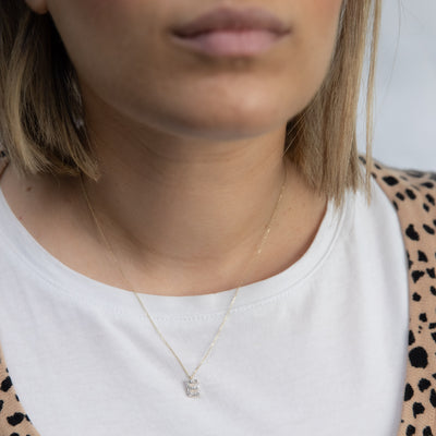 Luminesce Lab Diamond E Initial Pendant in 9ct Yellow Gold with Adjustable 45cm Chain