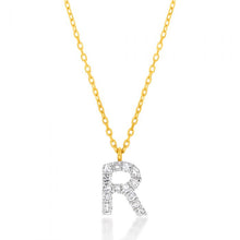Load image into Gallery viewer, Luminesce Lab Diamond R Initial Pendant in 9ct Yellow Gold with Adjustable 45cm Chain