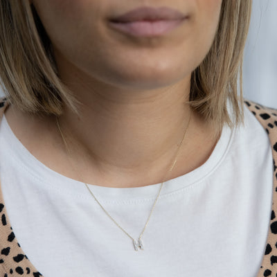 Luminesce Lab Diamond H Initial Pendant in 9ct Yellow Gold with Adjustable 45cm Chain