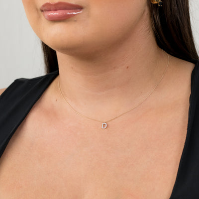 Luminesce Lab Diamond D Initial Pendant in 9ct Yellow Gold with Adjustable 45cm Chain