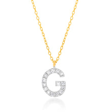 Load image into Gallery viewer, Luminesce Lab Diamond G Initial Pendant in 9ct Yellow Gold with Adjustable 45cm Chain
