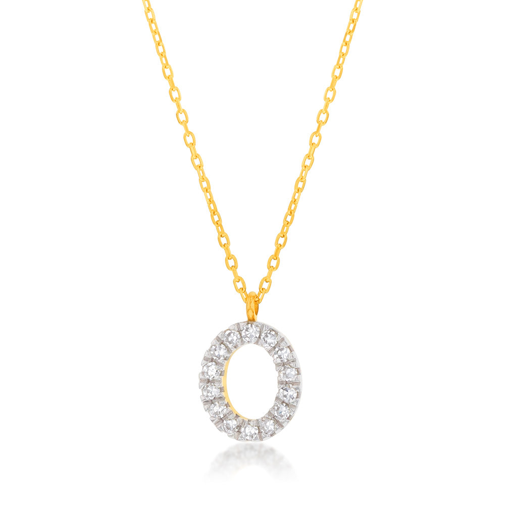 Luminesce Lab Diamond O Initial Pendant in 9ct Yellow Gold with Adjustable 45cm Chain