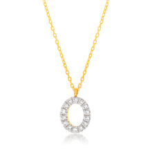 Load image into Gallery viewer, Luminesce Lab Diamond O Initial Pendant in 9ct Yellow Gold with Adjustable 45cm Chain