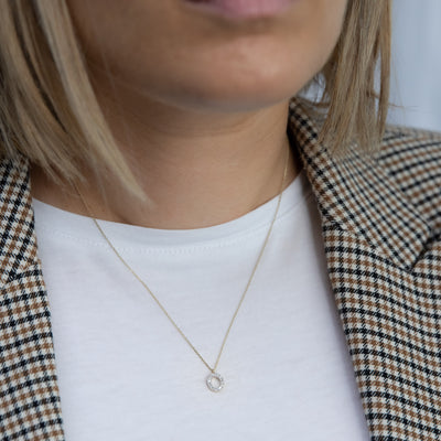 Luminesce Lab Diamond O Initial Pendant in 9ct Yellow Gold with Adjustable 45cm Chain