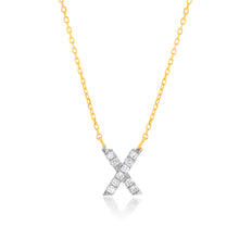 Load image into Gallery viewer, Luminesce Lab Diamond X Initial Pendant in 9ct Yellow Gold with Adjustable 45cm Chain