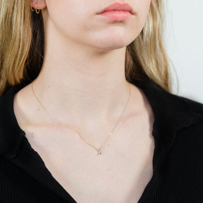Luminesce Lab Diamond X Initial Pendant in 9ct Yellow Gold with Adjustable 45cm Chain