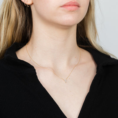 Luminesce Lab Diamond Y Initial Pendant in 9ct Yellow Gold with Adjustable 45cm Chain