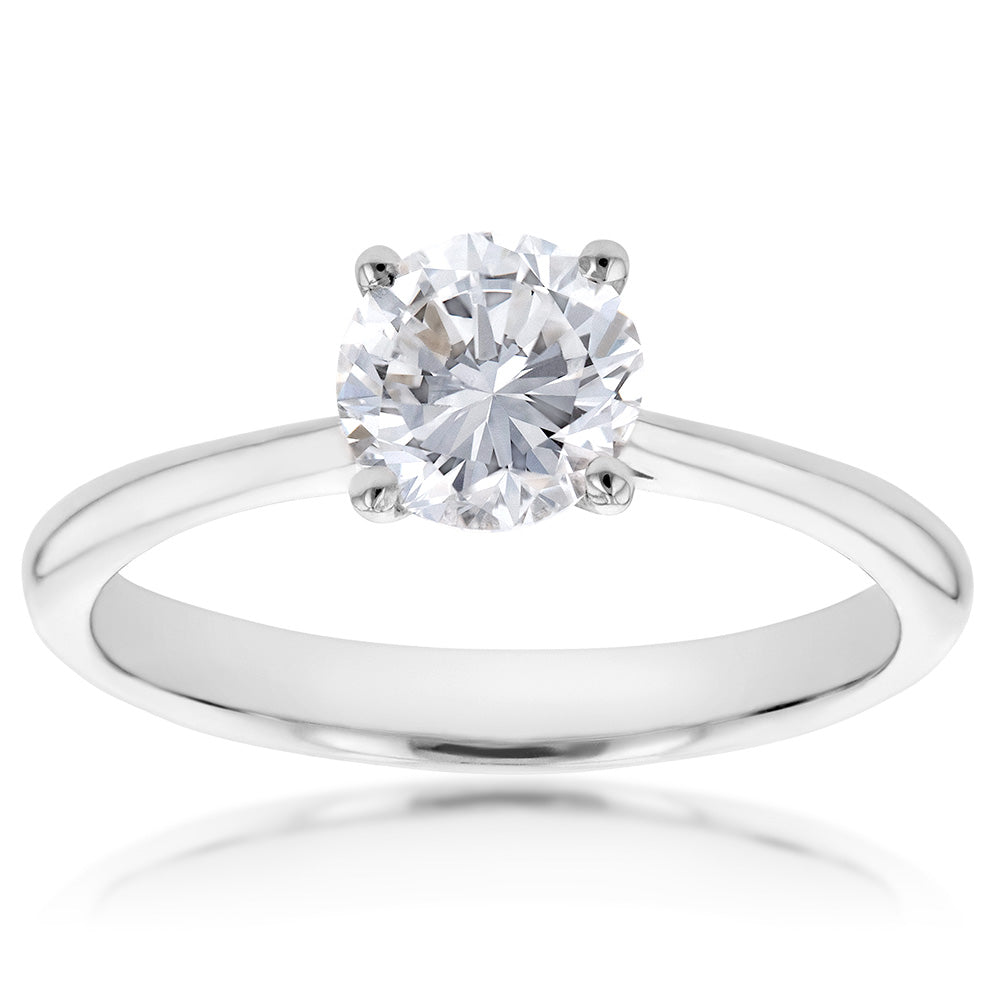 Luminesce Lab Grown 1 Carat Solitaire 4 Claw Engagement Ring in 14ct White Gold