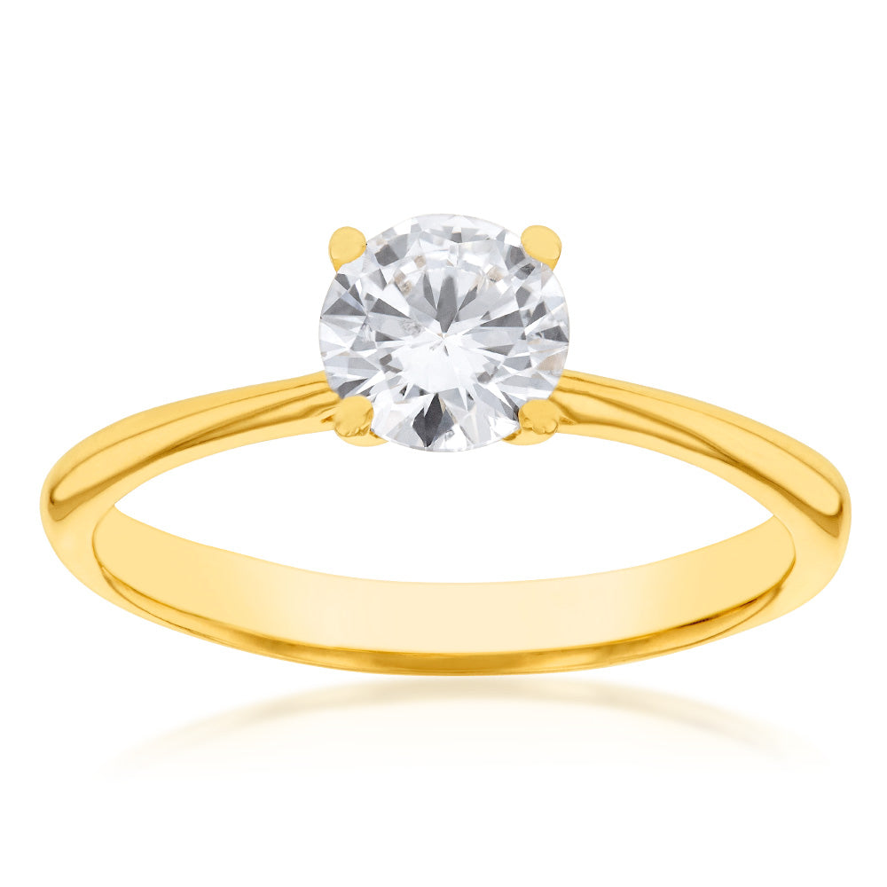 Luminesce Lab Grown 1 Carat Solitaire 4 Claw Engagement Ring in 14ct Yellow Gold
