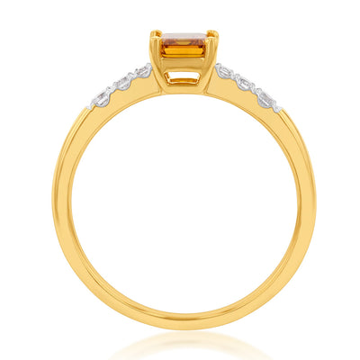 Luminesce Lab Grown 18ct Yellow Gold 0.60 Carat Diamond 1 Yellow Emerald with 6 Brilliant Cut Diamonds
