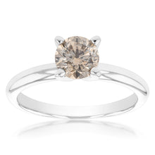 Load image into Gallery viewer, Luminesce Lab Grown 1 Carat Light Champagne Solitaire Diamond Ring 14ct White Gold
