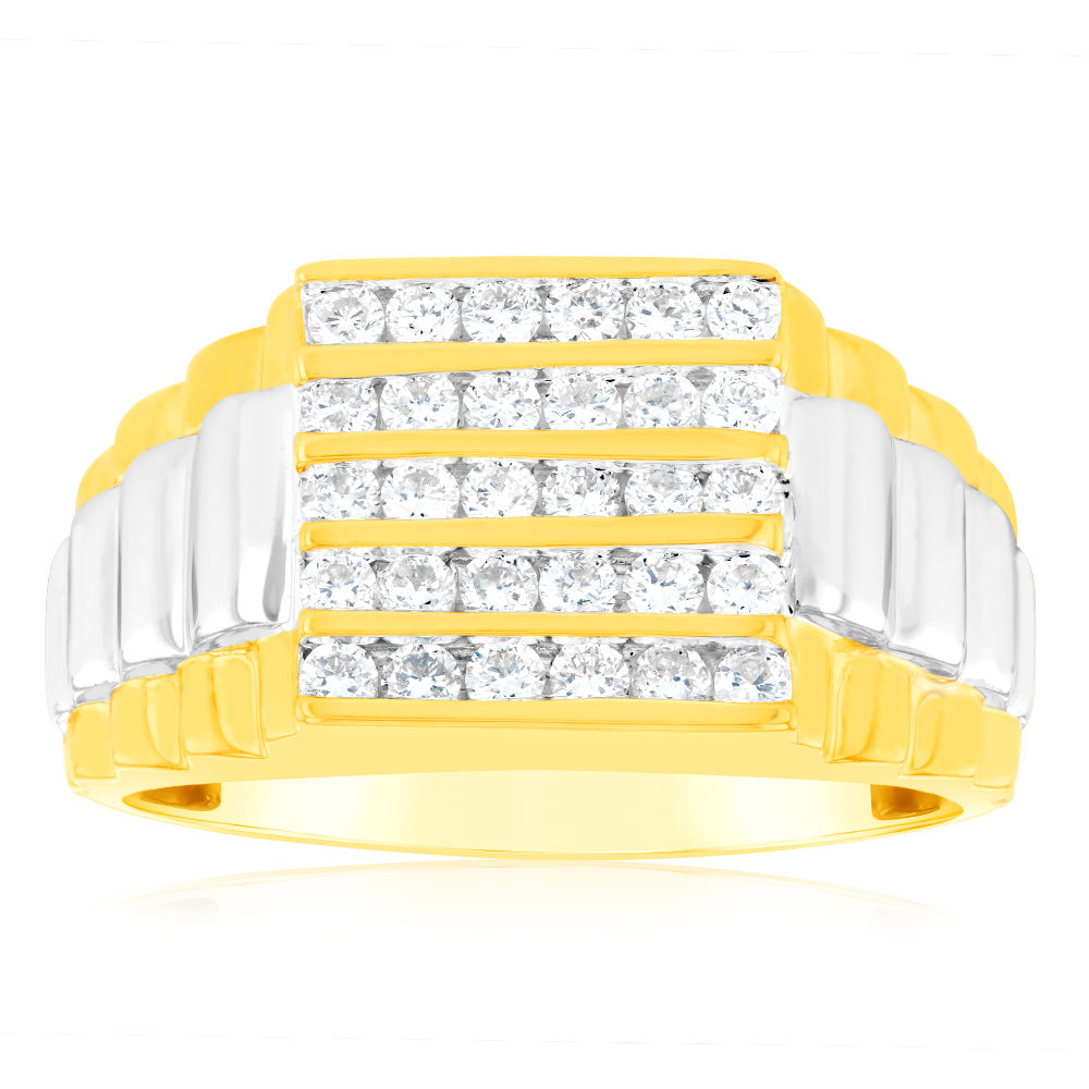 Luminesce Lab Grown 1 Carat Diamond Gents Ring in 9ct Yellow Gold