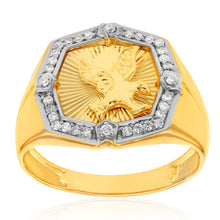 Load image into Gallery viewer, Luminesce Lab Grown 1/4 Carat Diamond Eagle Gents Ring in 9ct Yellow Gold