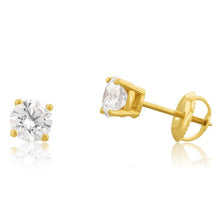 Load image into Gallery viewer, Luminesce Lab Grown Diamond 1 Carat Solitaire Earrings 14ct Yellow Gold, Screw Back