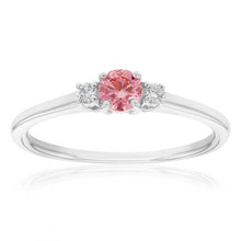 Load image into Gallery viewer, Luminesce Lab Grown Diamond Ring with Pink Centre in 9ct White Gold