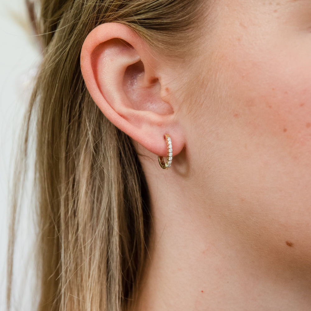 Luminesce Lab Grown 1/6 Carat Diamond Claw Hoop Earrings in 9ct Yellow Gold