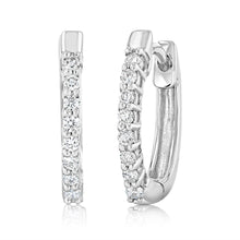 Load image into Gallery viewer, Luminesce Lab Grown 1/6 Carat Diamond Claw Hoop Earrings in 9ct White Gold