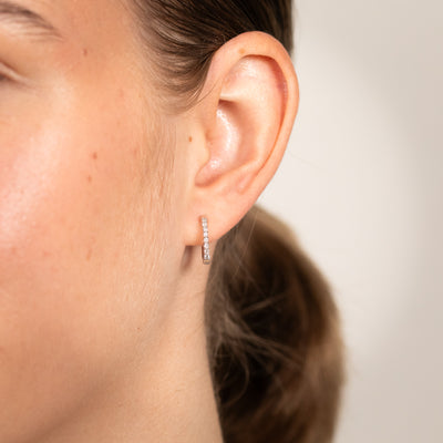 Luminesce Lab Grown 1/6 Carat Diamond Claw Hoop Earrings in 9ct White Gold