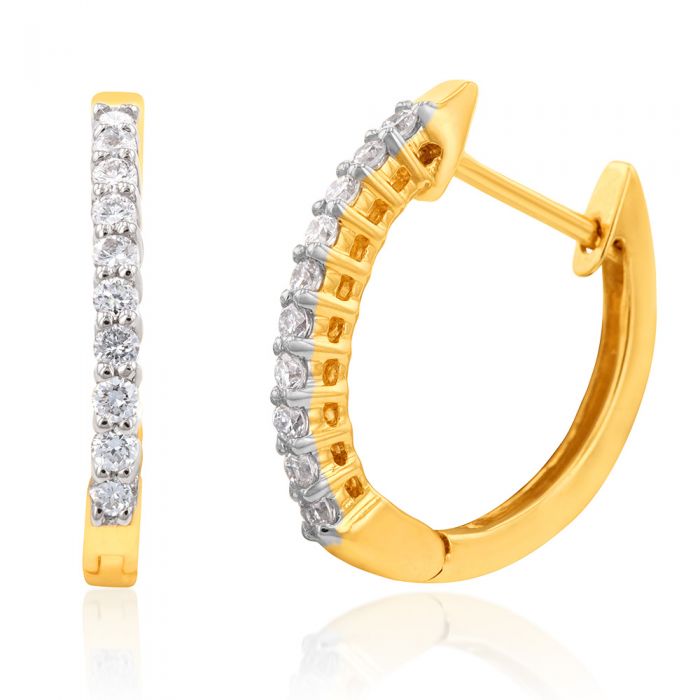 Luminesce Lab Grown 1/4 Carat Diamond Claw Hoop Earrings in 9ct Yellow Gold