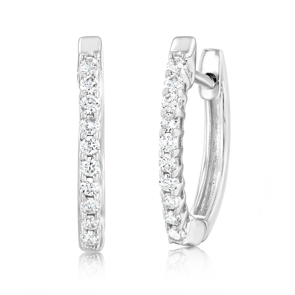 Luminesce Lab Grown 1/4 Carat Diamond Claw Hoop Earrings in 9ct White Gold