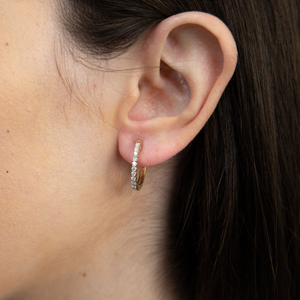1.50 cttw Lab Created Diamond Hoop Earrings in Sterling Silver Prong 1/2  Inch - Vir Jewels