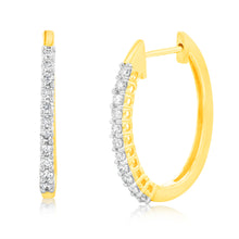 Load image into Gallery viewer, Luminesce Lab Grown 1/2 Carat Diamond Claw Hoop Earrings in 9ct Yellow Gold