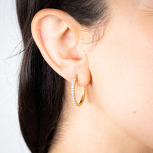 Load image into Gallery viewer, Luminesce Lab Grown 1/2 Carat Diamond Claw Hoop Earrings in 9ct Yellow Gold