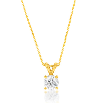 Luminesce Lab Grown 1 CT Solitaire Pendant 9ct Yellow gold on adjustable 45cm Chain