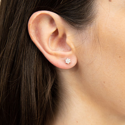 Luminesce Lab Grown Diamond 25-29PT Silver Flower Studs